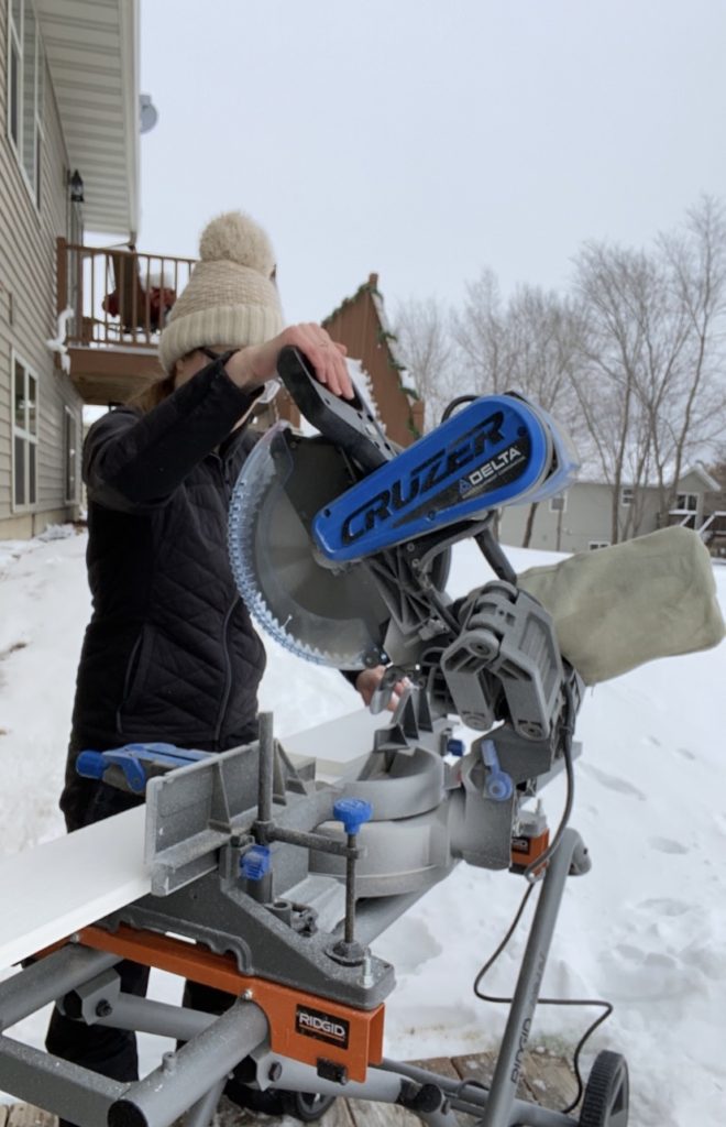 Cutting PVC boards using a Delta miter saw outside