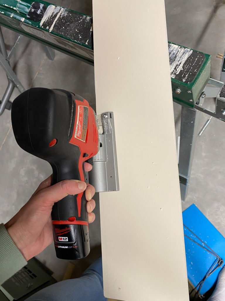 Cutting shiplap boards to fit on ends