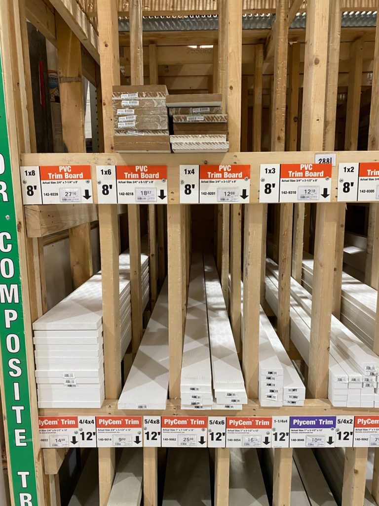 PVC Boards in Menards for Shiplap Wall